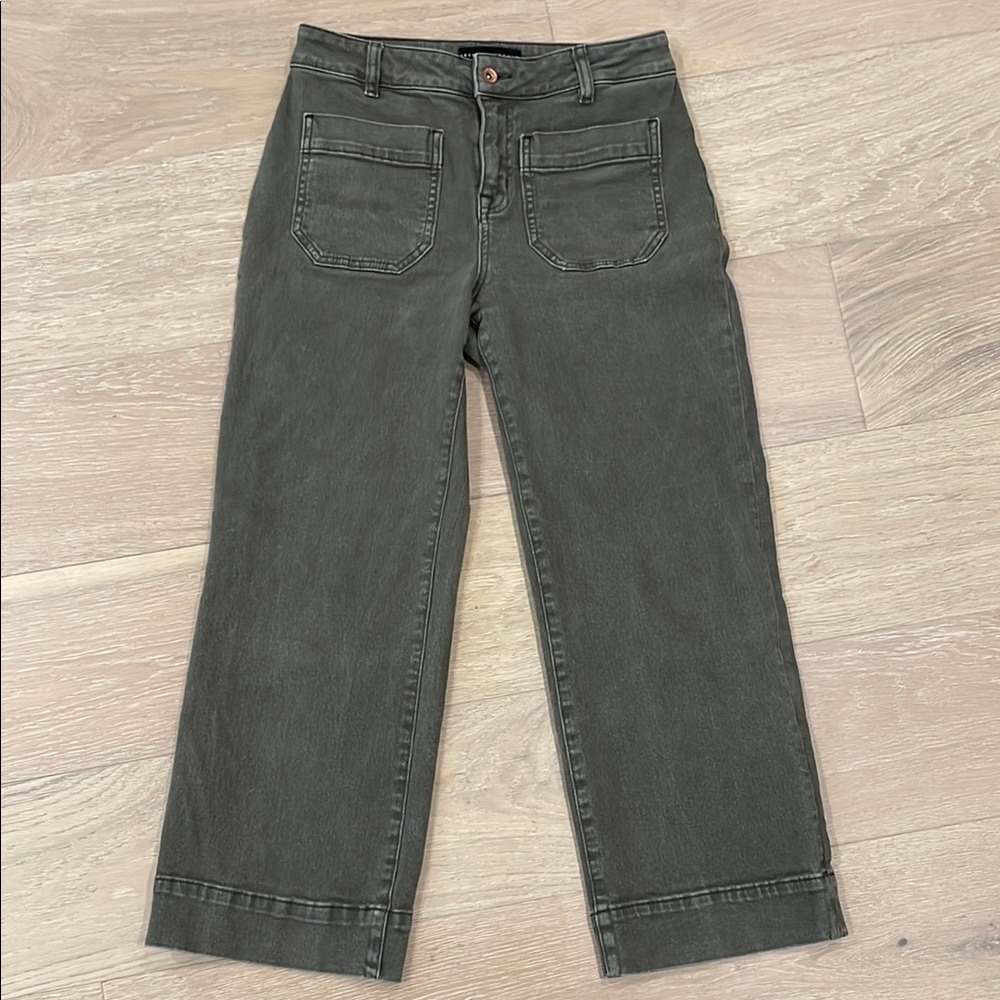 Sanctuary The Marine Olive Wide Leg Crop Jeans - Size 26